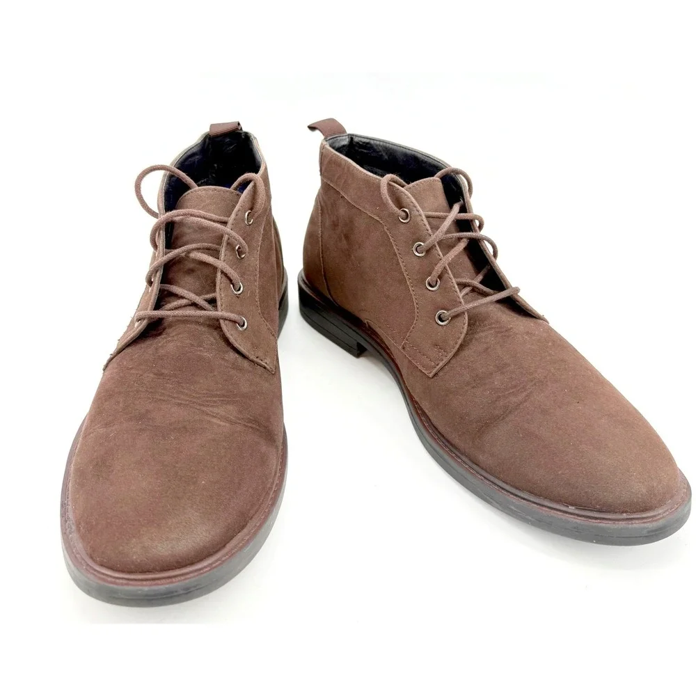 Alfani Aiden Chukka Boots Mens 11M Brown Faux Suede Lace Up Ankle Boot Preppy